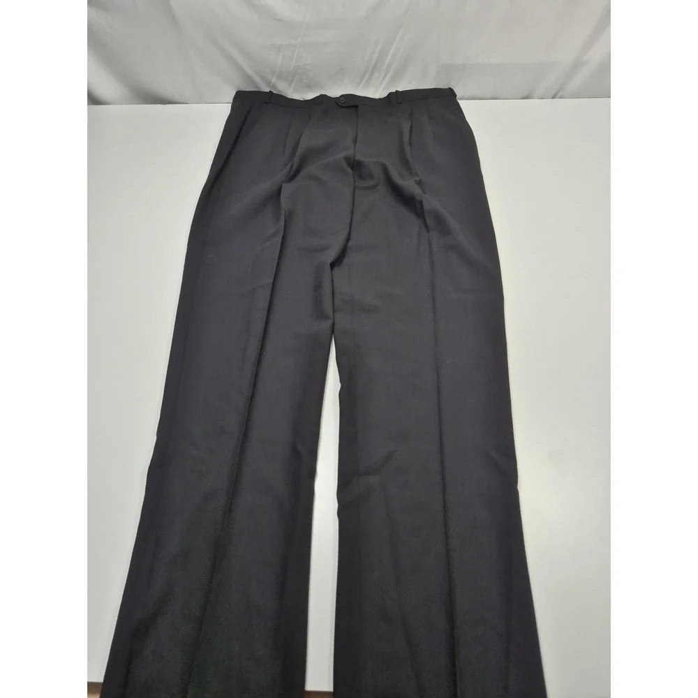 BeaverBrook Suit Mens 50 Long Black 100% Wool Double Breasted 2 Piece 45x36 NWT